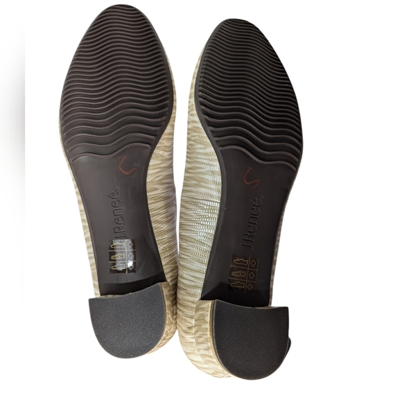 NWOB J Renee Reptile Embossed Metallic Tan Cream Comfort Low Heel Pumps Size 10 - Picture 8 of 10